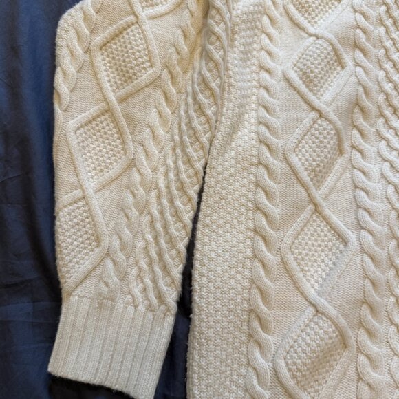 Aritzia Sunday Best Quarter-Zip Cable Knit Sweater S White Cream Oversized - Picture 7 of 8